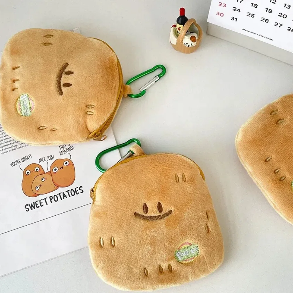 Kawaii Smile Potatoes Coin Purse Cartoon Cute Plush Wallet Earphone Storage Bag. Zipper Keychain Pendant for Children Kids