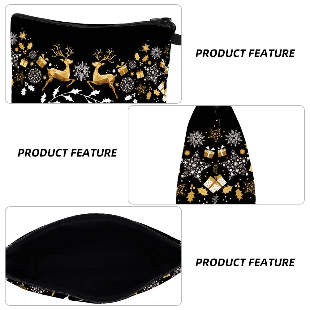 

Christmas Reindeer Pouch Small Toiletry Bag Travel Makeup Storage Portable Organizer Zipper Closure Cute Gift For Kids