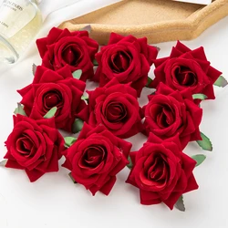 10Pcs Artificial Flowers for Scrapbook New Year's Decortion Wedding Outdoor Garden Christmas Home Candy Box Flannel Rolled Roses