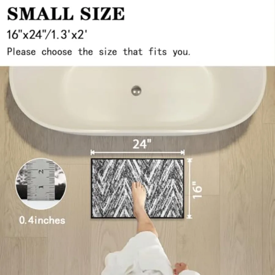 Woven Bath Mat, Modern Bathroom Rug Non-Slip, Washable, Ultra-Absorbent, Quick-Drying Minimalist Bathroom Decor,24