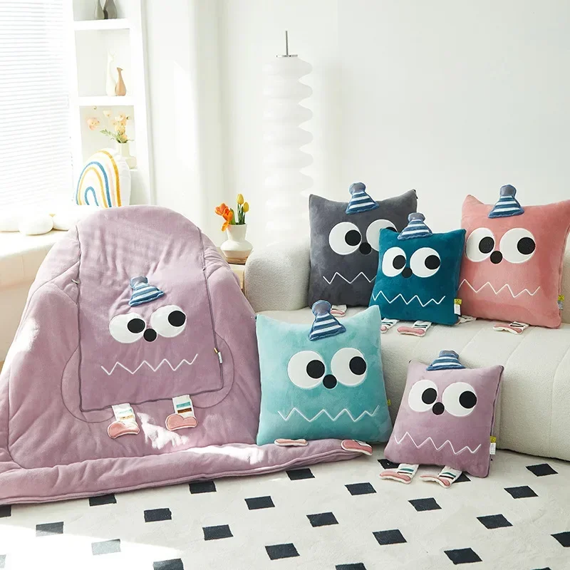 2 in1 Pillow Quilt Dual-use Office Nap Pillow Multi-function Folding Blanket Car Cushion Cute Eyes Anime Air Conditioner Quilt