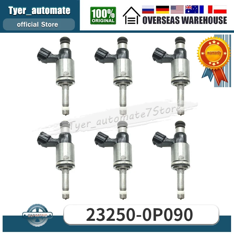 

23250-0P090 232500P090 6Pcs Fuel Injectors For Toyota Avalon Camry Highlander Sienna Tacoma Lexus ES350 RX350