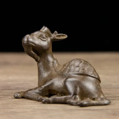 

Collect solid pure copper unicorn goat sheep head turtle body auspicious beast pen holder paper ornament