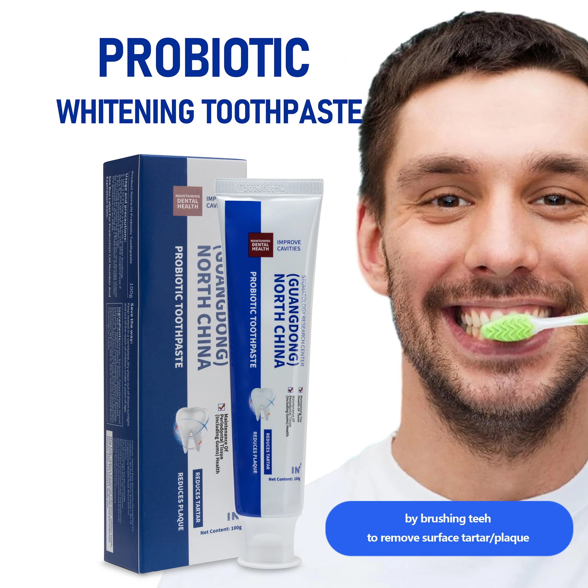 1/2/5pcs Probiotic Oral Care Toothpaste, Fresh Breath, Whitening, Strong Stain Removal, 100g