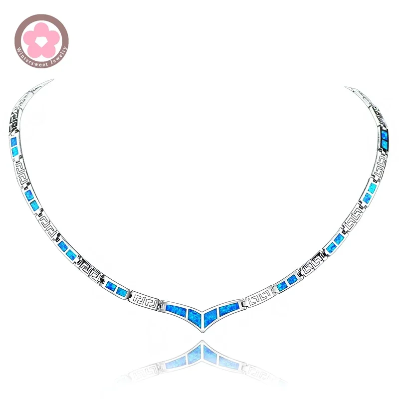 

JLN-011 Elegant Torques Blue Opal Gem Necklace New Trendy Necklace for Women Fine Jewelry Necklace Jewelry Gift for Girls