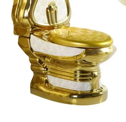 

Luxury Vintage Ceramic Wc Washdown Two Piece Toilet Bowl Color Bathroom Sink Gold Toilet Seat Golden Toilet Set