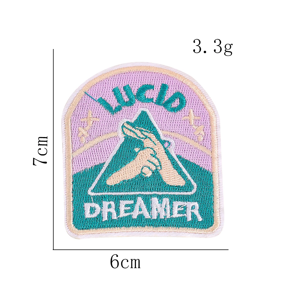 Lucid Dreamer Triangle Hand Gesture Stickerei-Aufnäher, Macaron-Farbe, zum Aufbügeln, für T-Shirt, Jacke, Rucksack, DIY-Dekoration – Detail 7