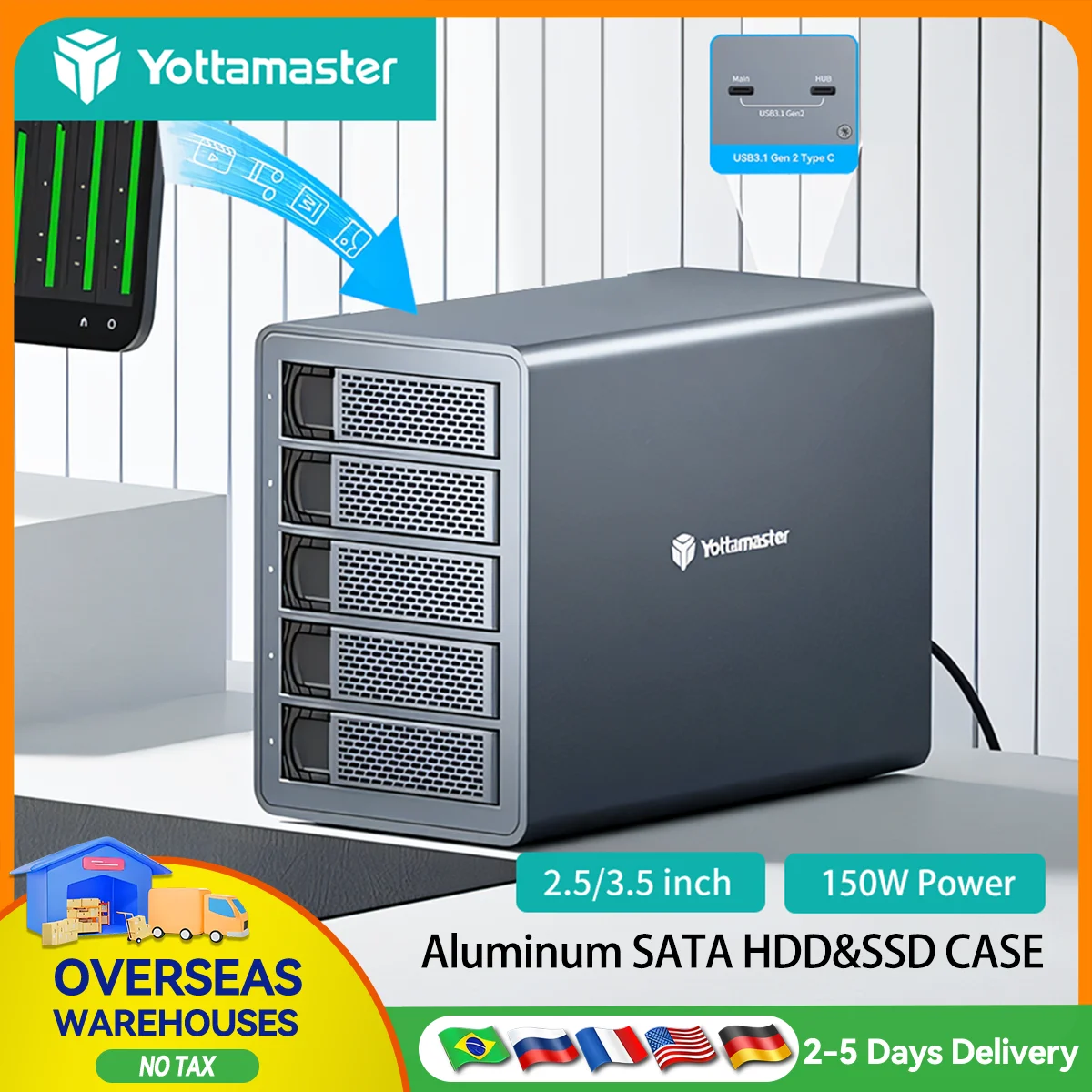 Yottamaster 150W RAID External Hard Drive Enclosure