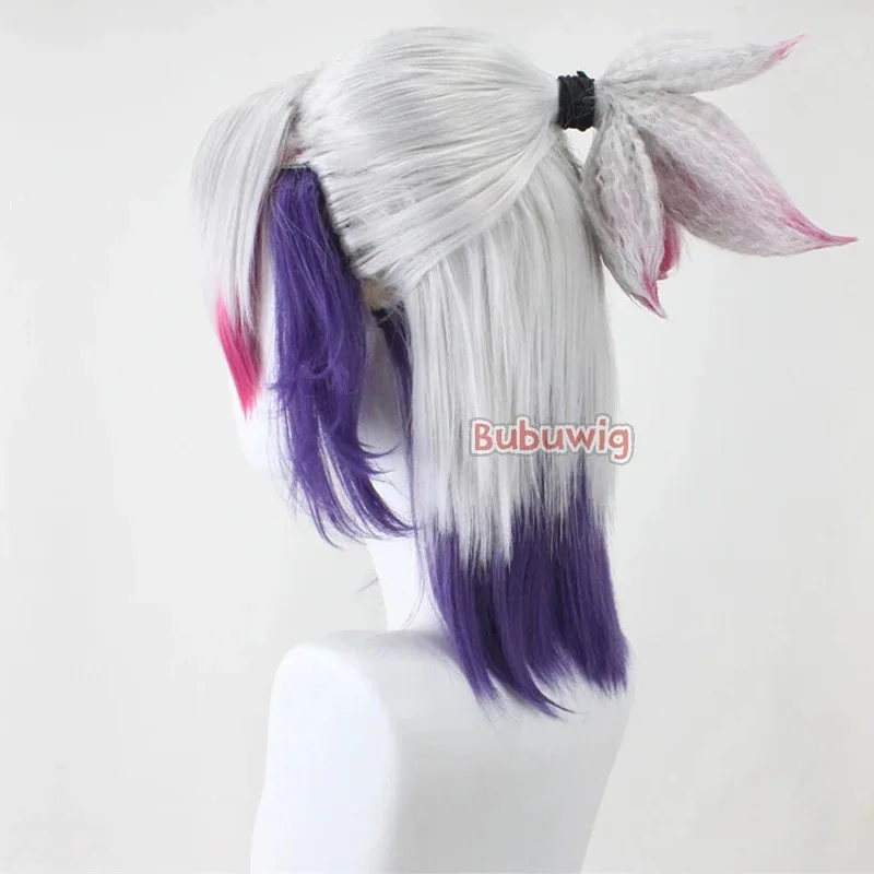 

CyBubuwig Synthetic Hair Aphelios Cosplay Wigs Game LOL Spirit Blossom Aphelios 50cm Silver Gray Mixed Color Wig Heat Resistant