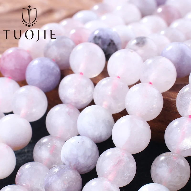 

TUO JIE 6 8 10 12mm Pink Tourmaline Gemstone Beads Round Smooth Cheap Pink Color Stone Beads for Bracelet Making DIY Jewelry