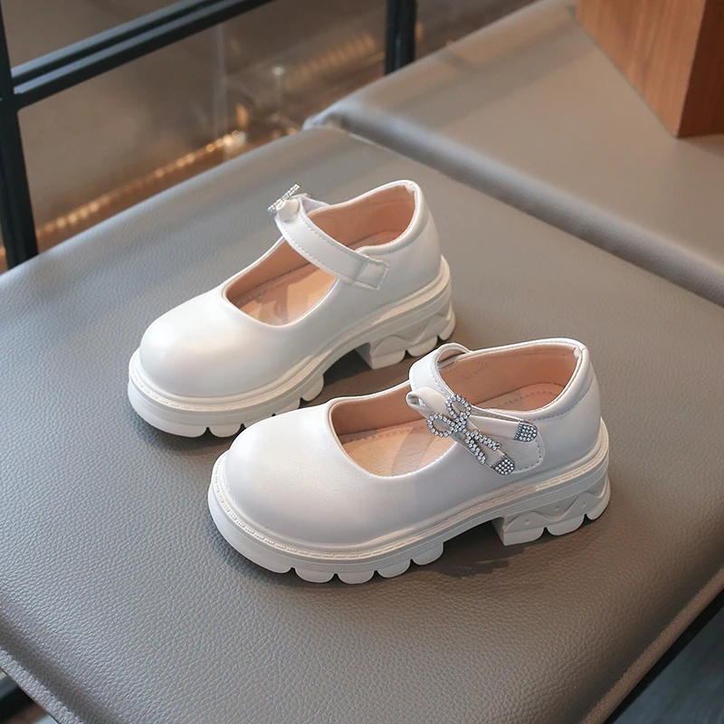 Girls Dress Shoes Spring Autumn 2026 Sparkly Mary Janes with Rhinestone Bow Baby Princess Shoes for Big Kids & Toddlers