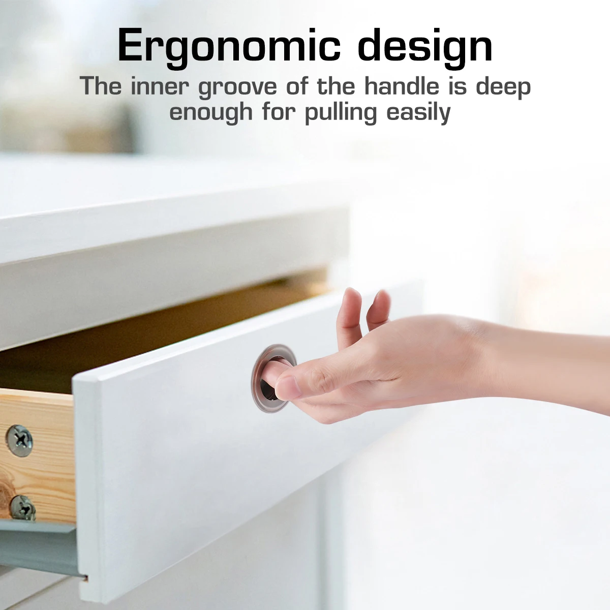 

Stainless Steel Door Handle Pull Handles 35mm Hole Diameter Silver Tone Flush Pull Sliding Door Drawer Hardware