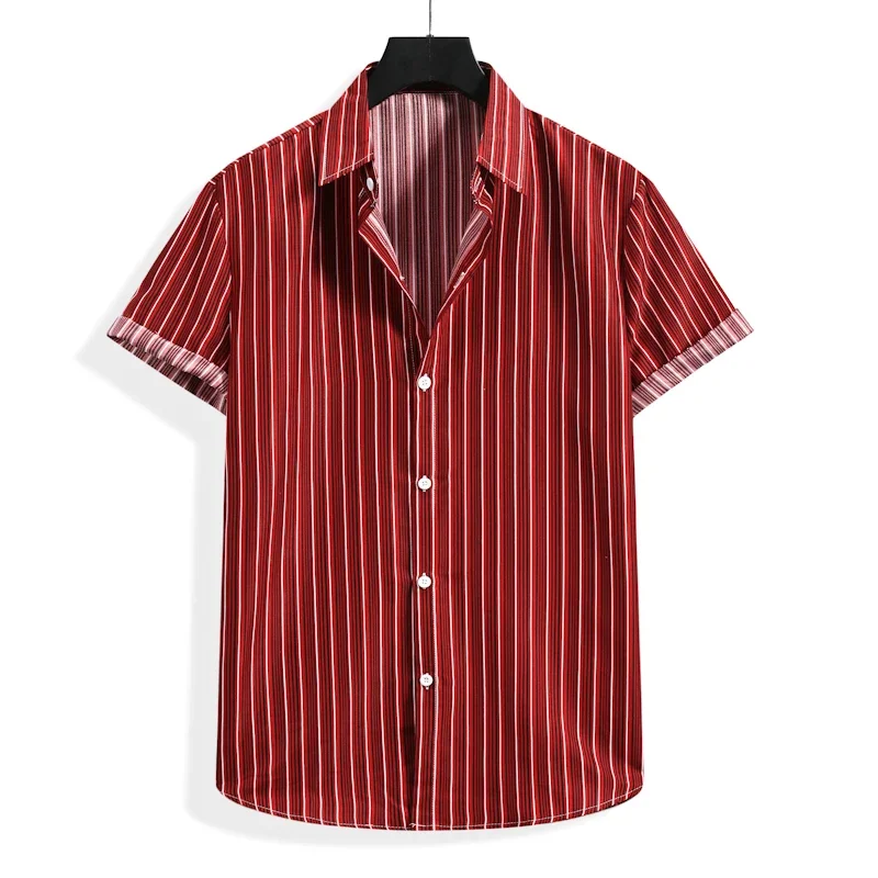 

Mens Summer Striped Tropical Shirts Short Sleeve Button Down Aloha Hawaiian Shirt Men Beach Shirt Male Chemise Holiday Style