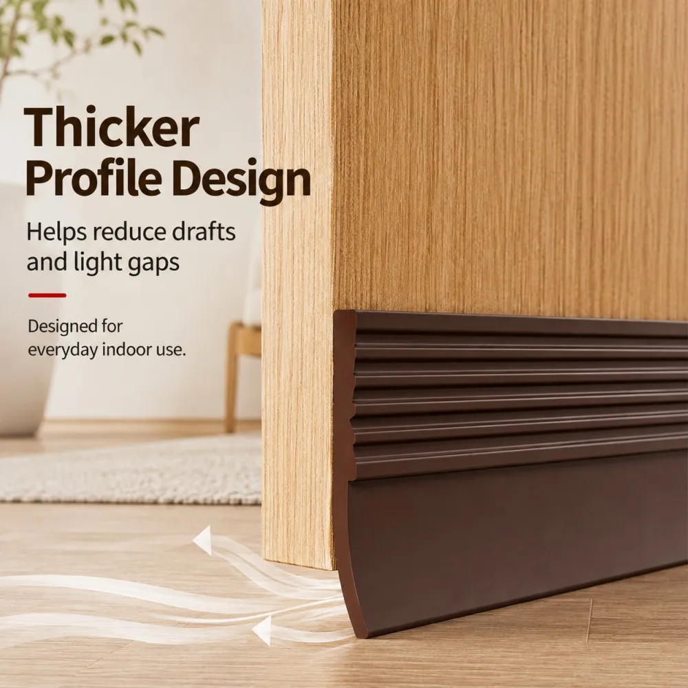 1M Self Adhesive Door Bottom Seal Strip Rubber Weather Stripping Soundproof Thickened Weatherstripping Under Door Draft Stopper