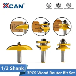 XCAN 1-3pcs 12.7mm Shank Rail & Stile Router Bits-Matched Standard Ogee door knife Woodworking cutter Tenon Cutter for Wood