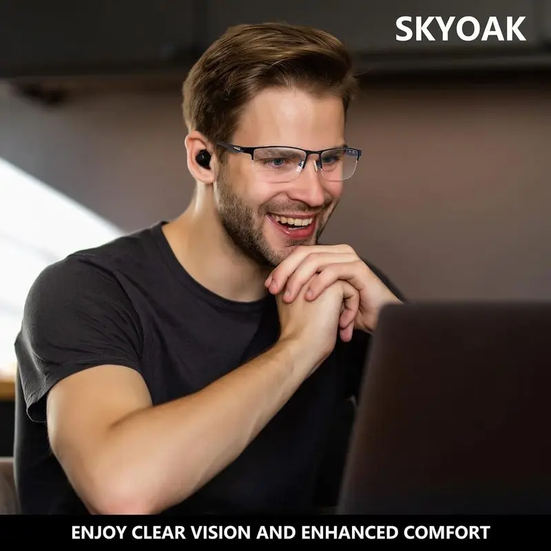 SKYOAK 2 Pack Multifocal Reading Glasses for Men, TR90 Half Frame Progressive No-Line Computer Readers