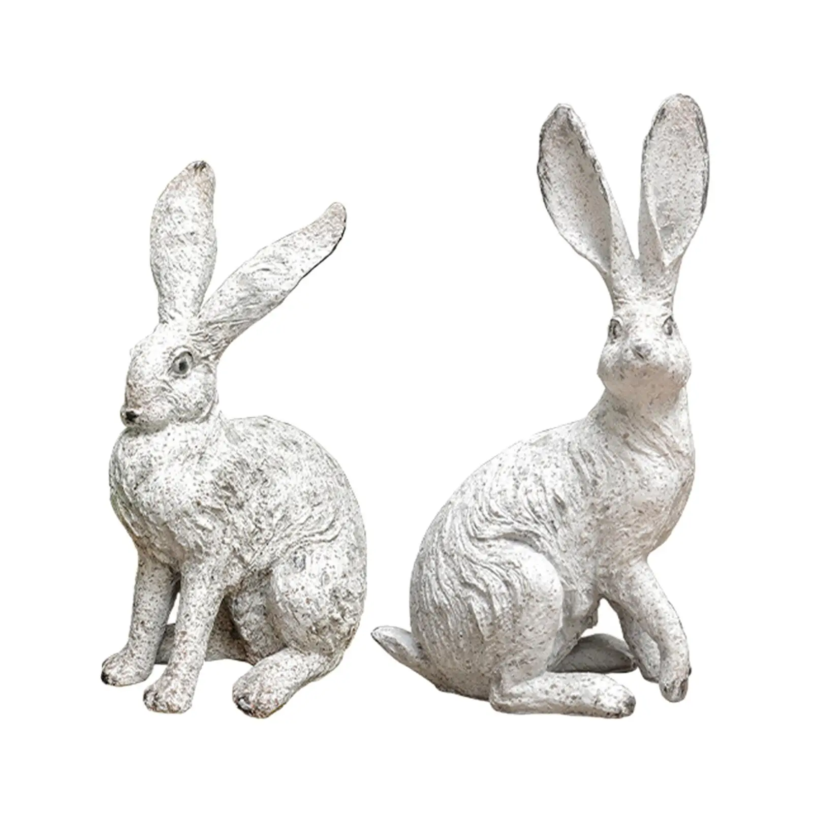

2x Desktop Ornaments Resin Statues Bunny Figurines Home Decor, Country Style