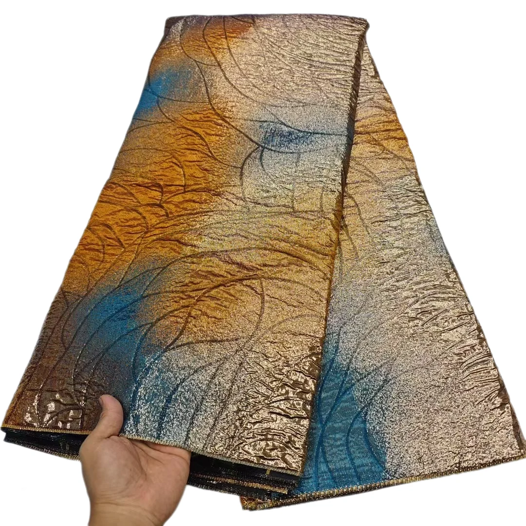 

5 ярдов, многоцветная нигерийская африканская парчовая кружевная ткань, 2025 г., высокое качество, французская жаккардовая вышивка для DIY, шитье, вечерние моды