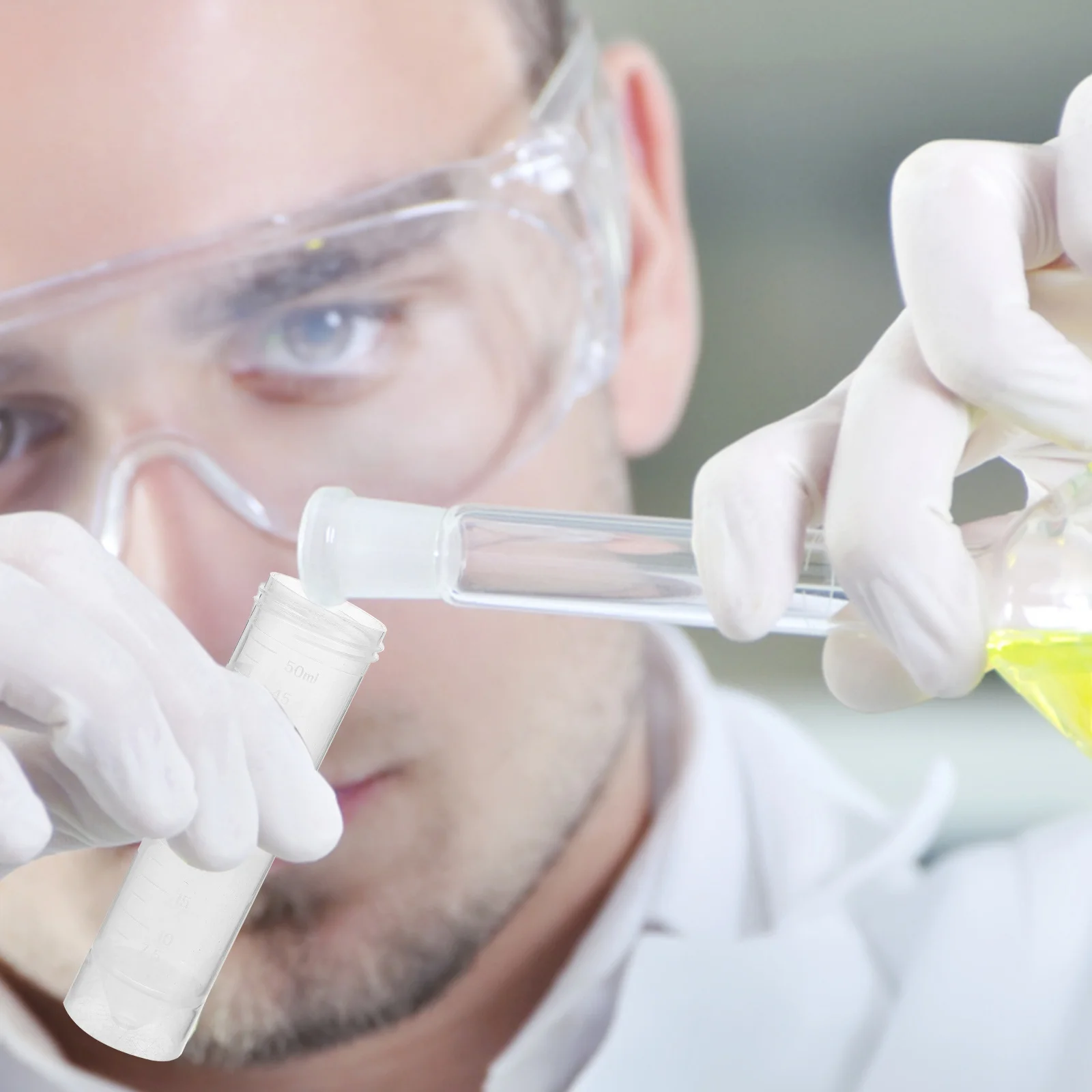 

50 pcs 50Ml Screw Cap Centrifuge Tubes Flat Bottom Leak Proof For Laboratory Sample Storage Plastic Testing Tubes Experiment