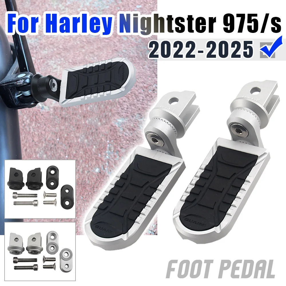 

For Harley Nightster 975 975S 2022-2025 1 Pair Foot Peg Rests Pedal Motorcycle Front Driver Footrest Adjustable Aluminum Footpeg