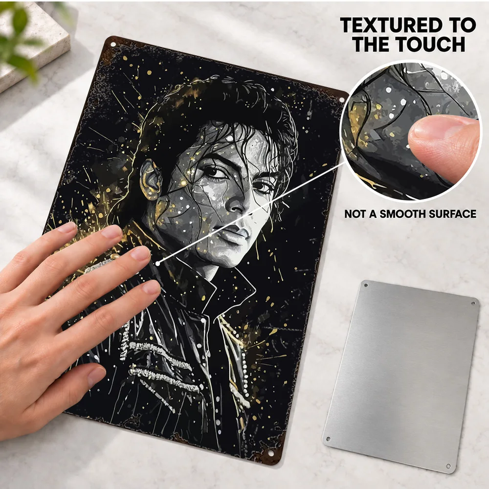 Michael Jackson Splatter Portrait Singer Printed Poster Personalized Aluminum Metal Sign Bold Wall Art For Listening Room Decor