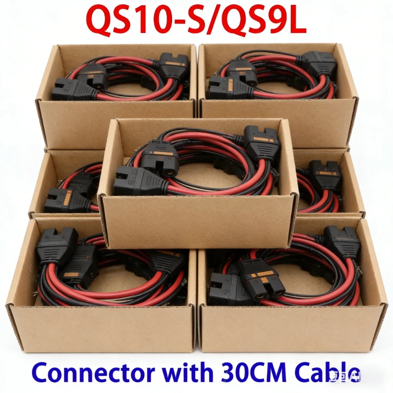 

6AWG QS10-S Anti Sparking Connector with 30CM Cable QS9L Injection Molded Plug w Signal Wire High Current Male Female Connectors