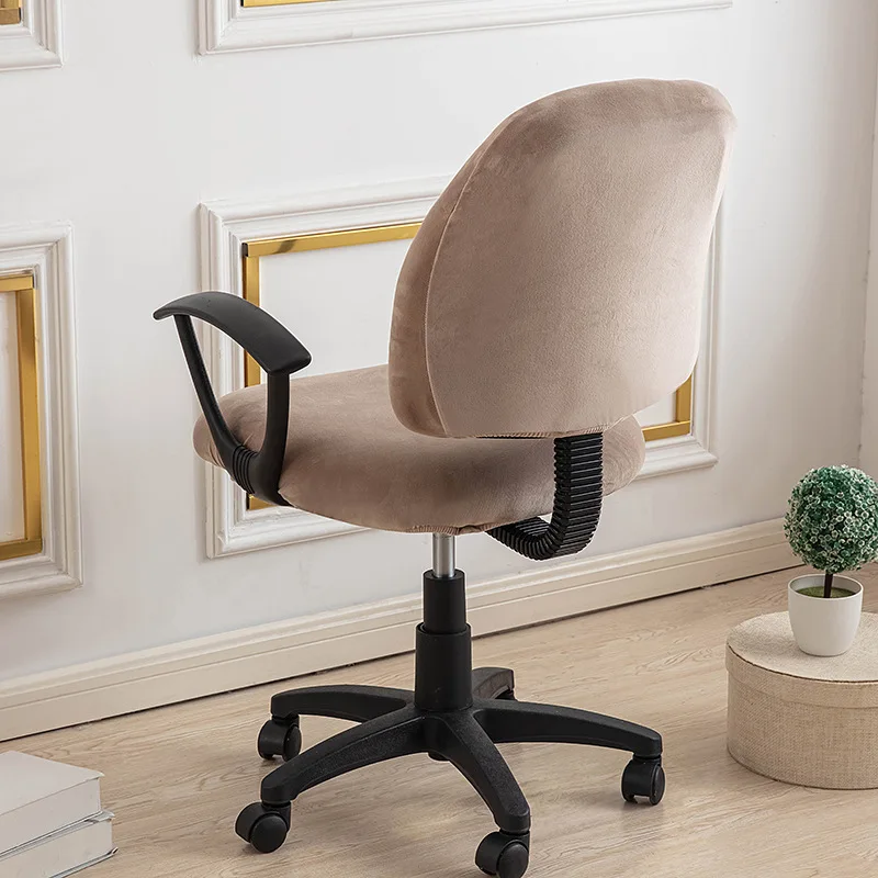 1 Set Stretch Velvet Office Chair Cover Computer Swivel Seat Cover Elastic Spandex Home Universal Seat Cover for Office Kitchen