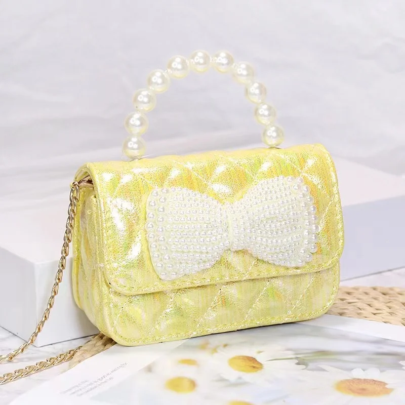 Children's Bag 2024 Fashion Pearl Bow crossbody bags Girls cute fashion handbags shoulder bag Toddlers Mini totes NAB289