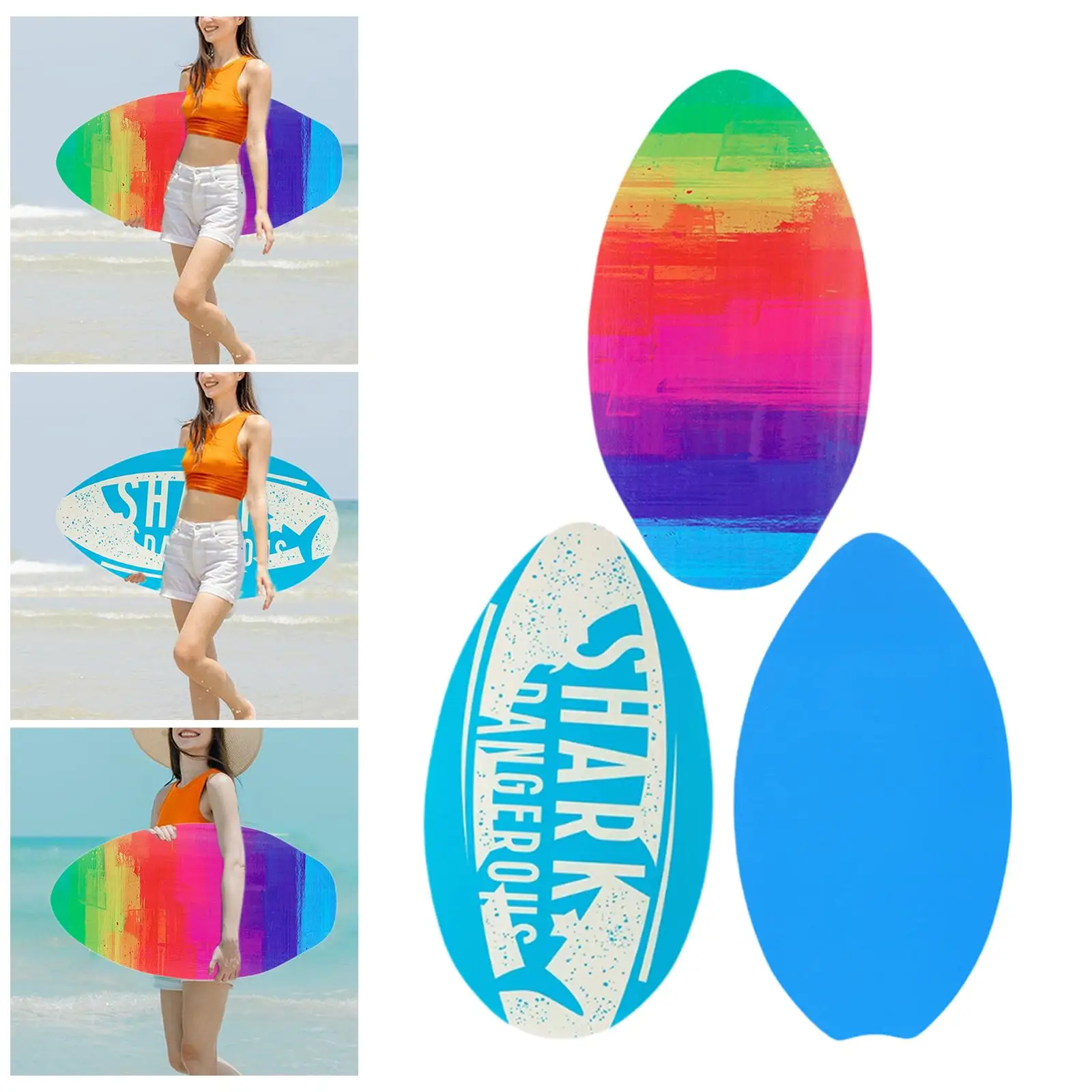 Surfboard Small Standing Wooden Universal Wall Decor Skimboard for Beginners
