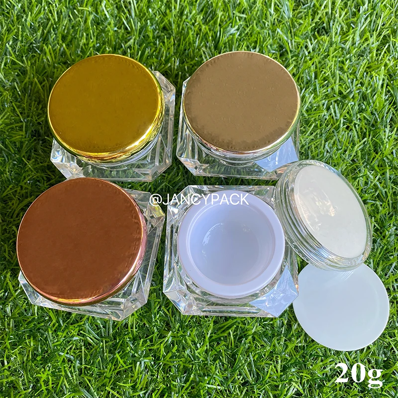 1 Uds. Tarro de plástico vacío con forma de diamante, bote transparente para decoración de uñas, brillos en forma de diamante, sombra de ojos, crema, bálsamo labial, contenedor de almacenamiento