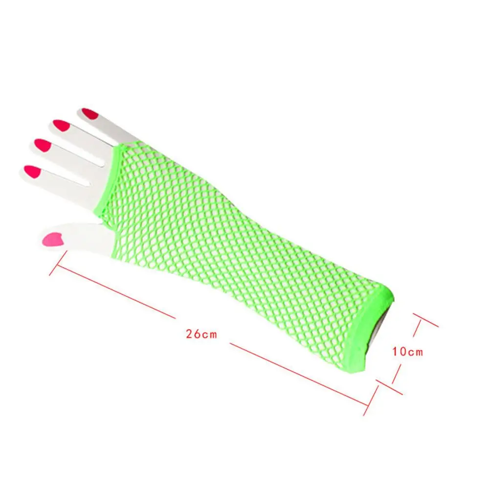 أزياء حلي الشرير القوطي السيدات ديسكو شبكة صيد السمك قفازات الجوف خارج القفازات أصابع #6