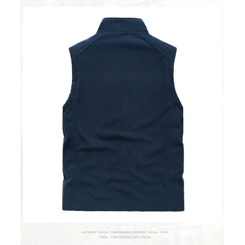 2025 High Quality New Autum Winter Men's Fashion Casual Waistcoat Fleece Thicken Outdoor Sprot Vest Male Multi-pocket Solid Vest
