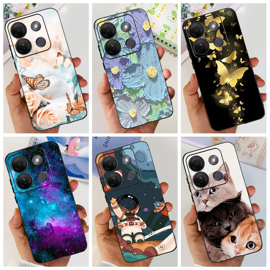 For Infinix Smart 7 HD Case 2023 Fundas Fashion Butterfly Silicone Soft Black Phone Cases For INFINIX Smart7HD X6516 Coque Cover