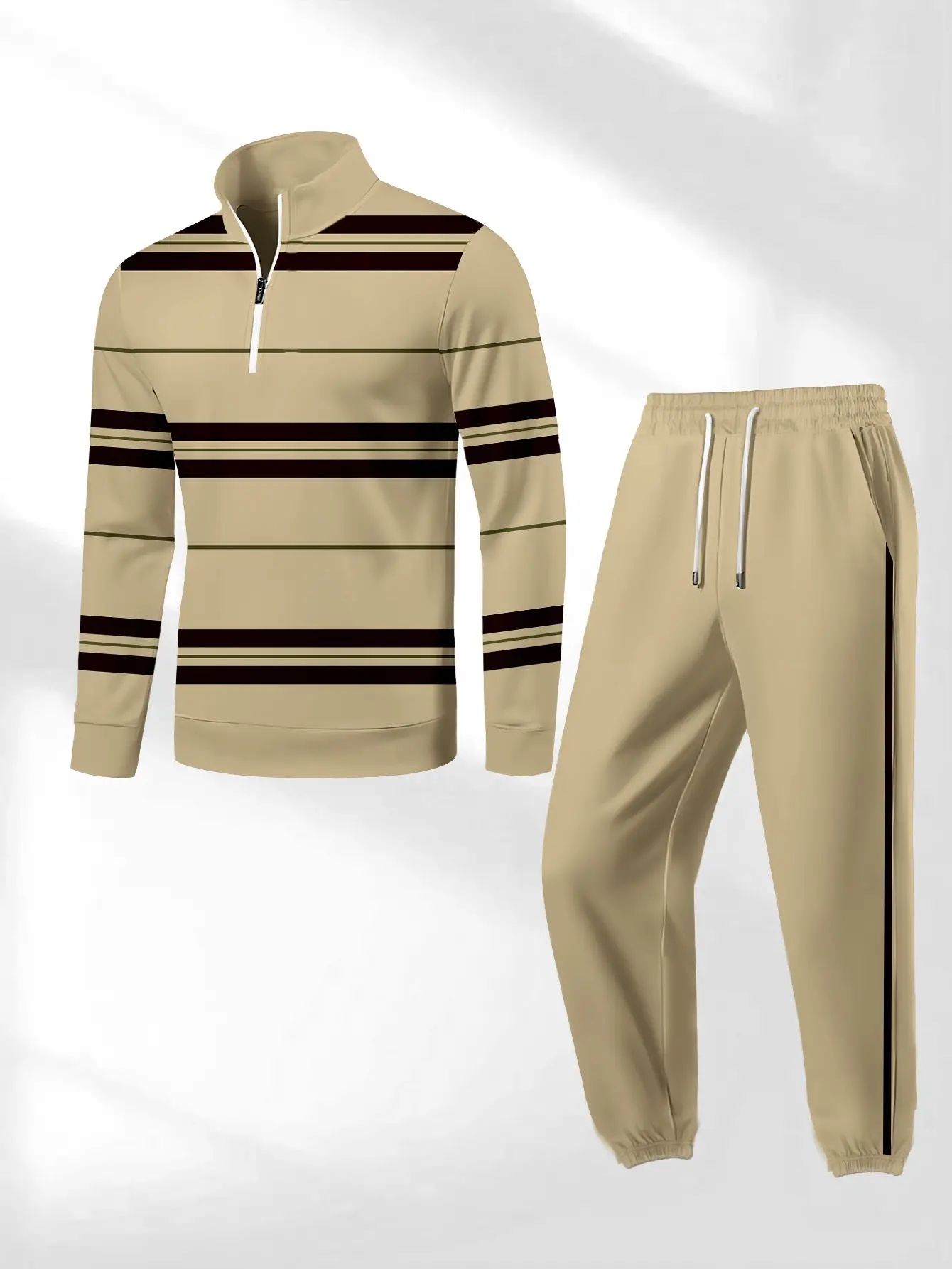 

2-piece set, European and American men's fashionable sports long-sleeved top and long pants set