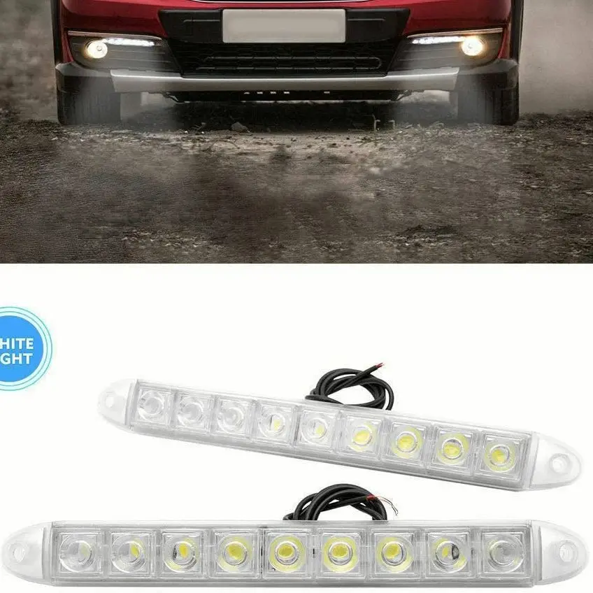 Set of 2 High Power 9LED Daytime Running Lights Universal Fog High Beam Car DRL White Car Strip Light Driving Fog Daytime Runnin