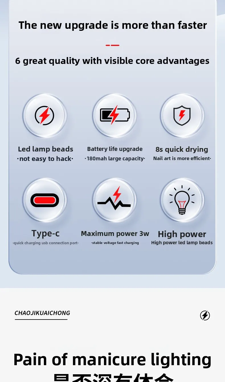 เครื่องอบเล็บพกพาแบบพกพา ใช้พอร์ต USB โคมไฟยูวีแอลอีดีขนาดเล็กสำหรับอบเจลทุกชนิด เหมาะสำหรับใช้ในบ้านและร้านเสริมสวย