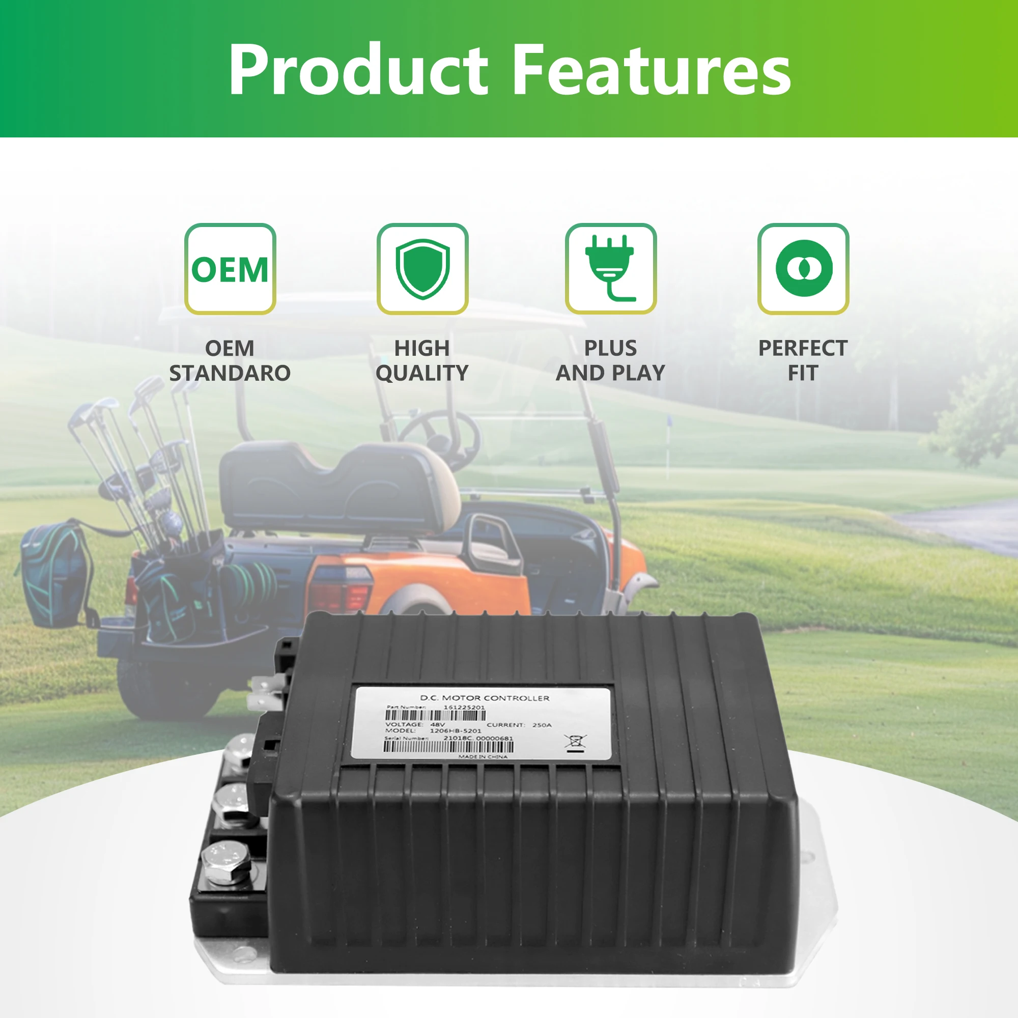 Replace Curtis 1206HB-5201 48V 250A Controller Fits E-Z-GO TXT Cushman Hauler 800/1000 Golf Carts Fits Express S4/L4, Fits MPT
