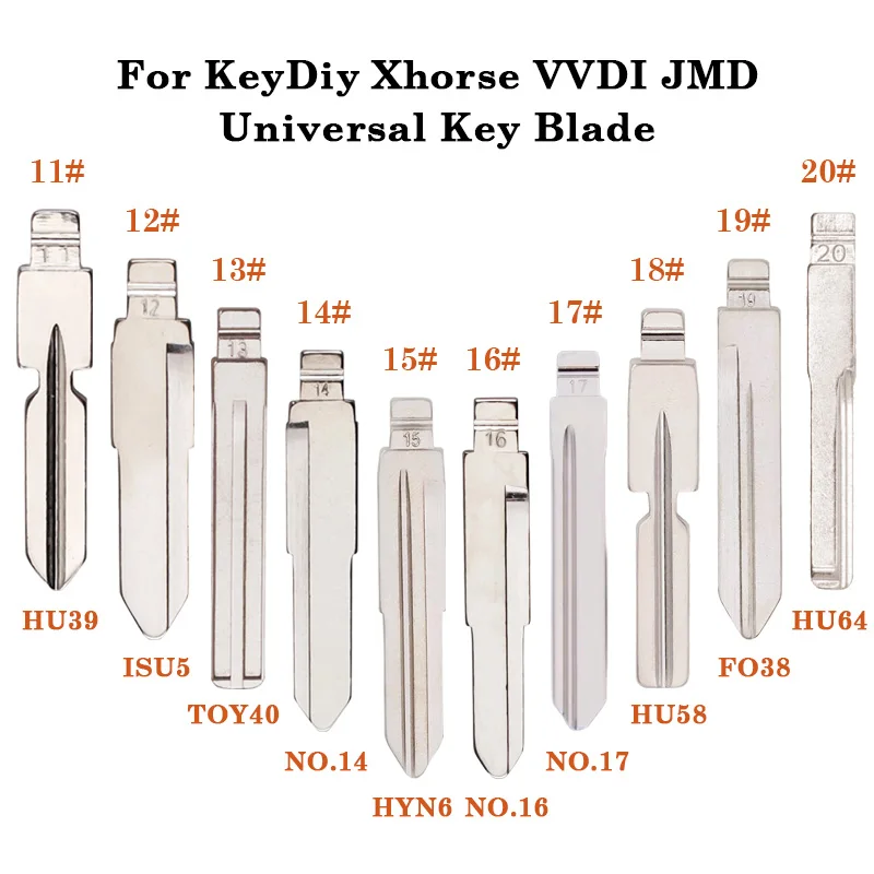 11-20# Universal Uncut Remote Flip Car Key Blank Blade For KeyDiy KD Xhorse VVDI JMD For Mercedes Benz Isuzu Hyundai Toyota Ford