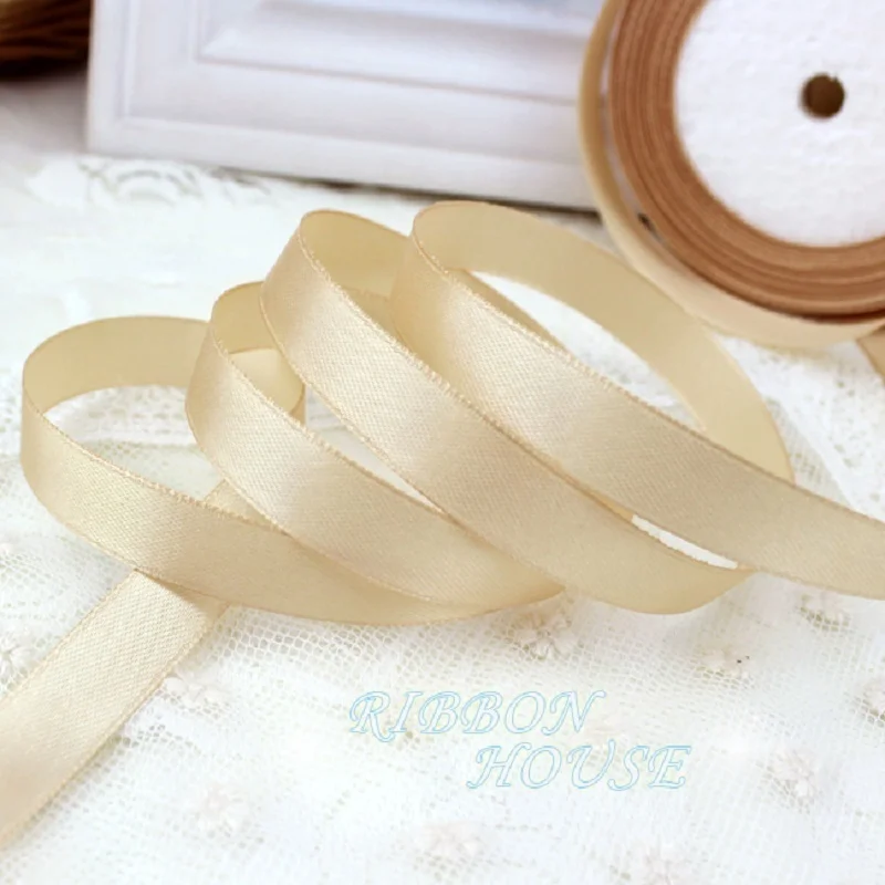 (25 Yards/roll) Champagne Single Satin Ribbon Wholesale Gift Wrapping Christmas Handmade DIY Ribbons