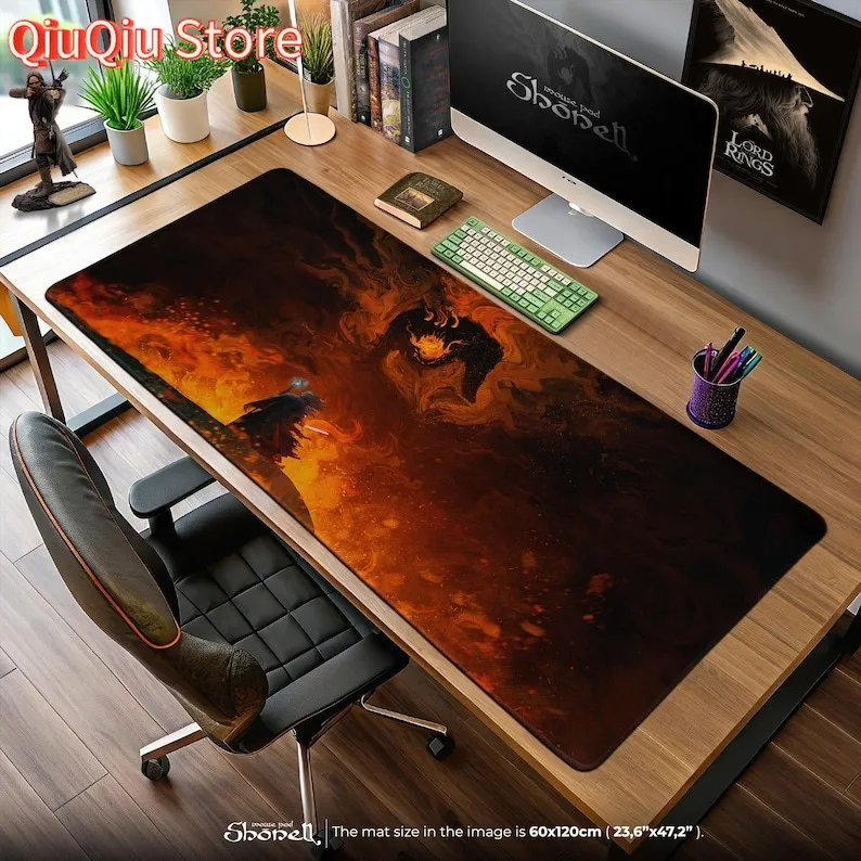 Alfombrilla de ratón Gandalf vs Balrog – Escena Fiery Moria Duel del Señor de los Anillos, Alfombrilla de escritorio para juegos Epic Fantasy, Idea de regalo Tolkien