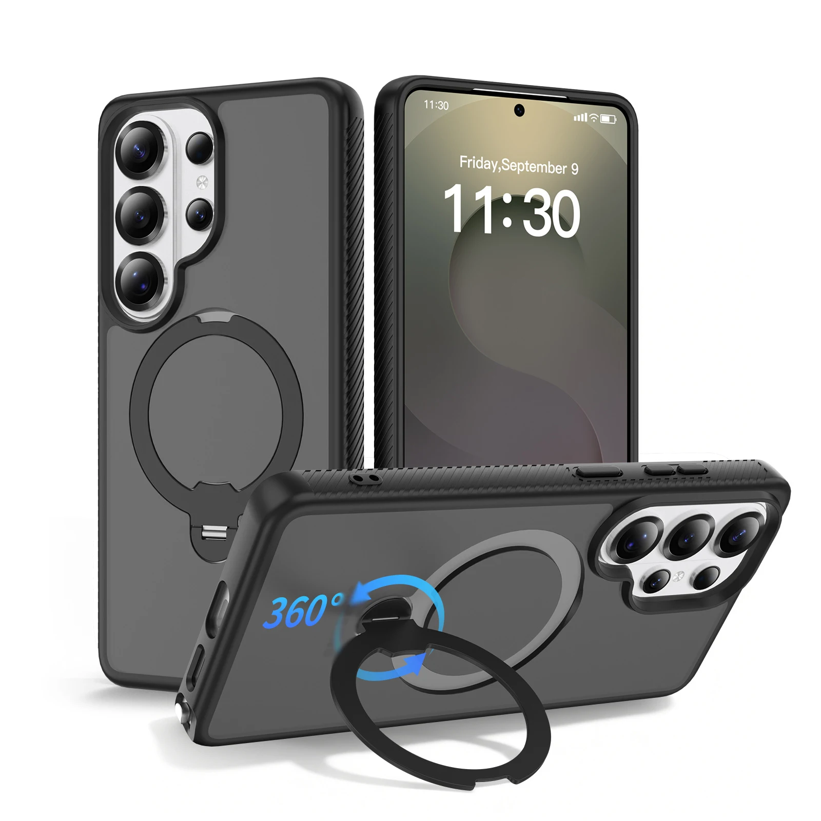 For Samsung Galaxy S26/S26+/S26 Ultra 360° Spin Magnetic Stand Shockproof Full Body Protection Screen Lens Protector