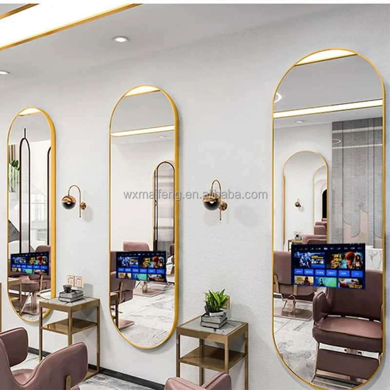 Wholesale Newest Design With Light TV Exclusive Children's Barbershops Wall-mounted Hair-cutting Bathroom Hair Salon Mirror