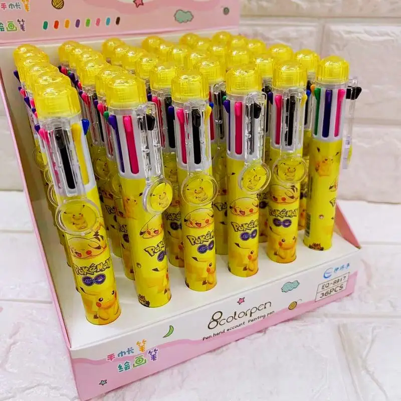 Pokemon Pikachu Cute Cartoon Kawaii 6/8 color Ball Point Pen Pet by Hand Account Pen Adult and Child Learning Ballpoint Pen Gift