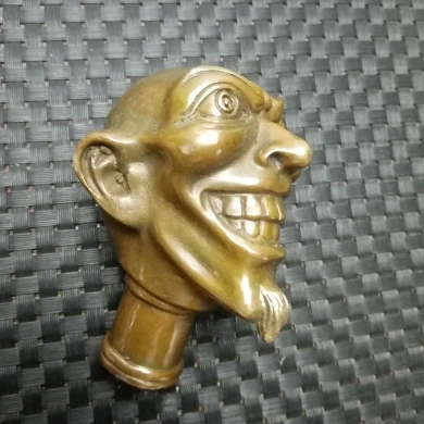 The latest pure copper bronze ghost head statue cane head accessories crutch head inner diameter 2cm