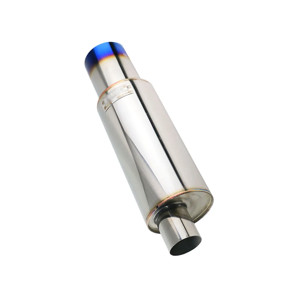 

2inch Auto Muffler Pipe universal Exhaust Race Mufflers 4inch outlet Stainless Steel