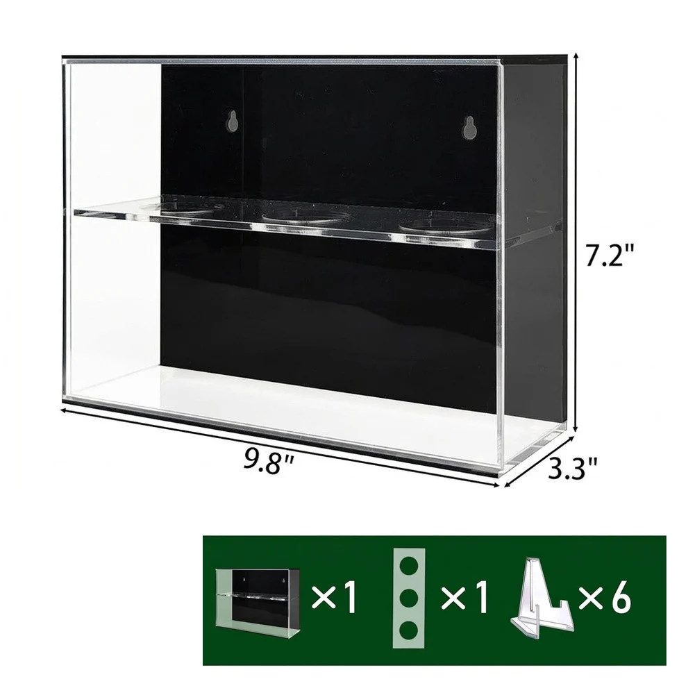 Clear Baseball Display Case Wall Mount Holder With Black Back For Softball Storage Sports Collectibles Showcase