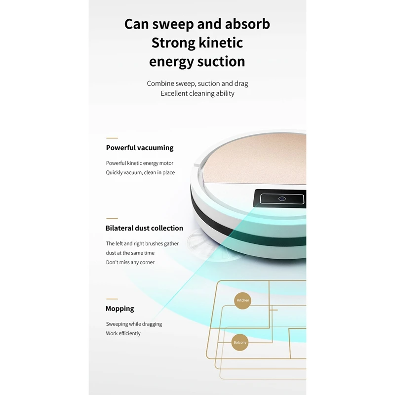 Aspirador sem fio Robô, Varrer e esfregar, Limpeza Doméstica, Vassoura do tapete do assoalho, Coletor de poeira