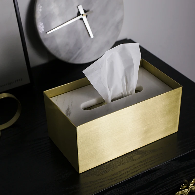 Nordic Tissue Box Creative Container Design Brass Home Bathroom Napkin Paper Container Paper Towel HD-0012