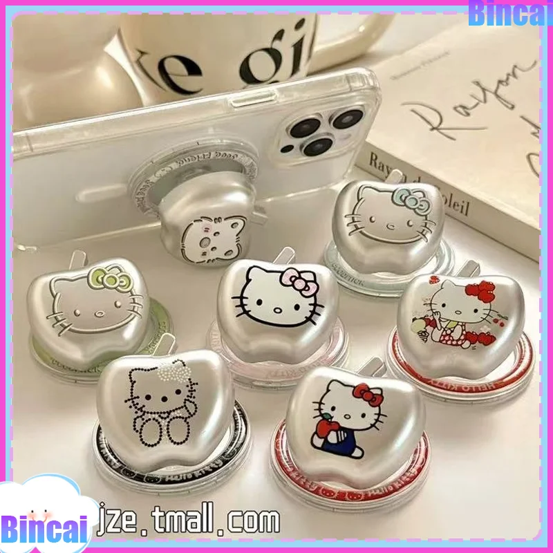Hello Kitty Magsafe Phone Grip-Tok Griptok Magnetic Socket Expanding Stand Holder for iPhone Pocket Electroplated Matte Silver