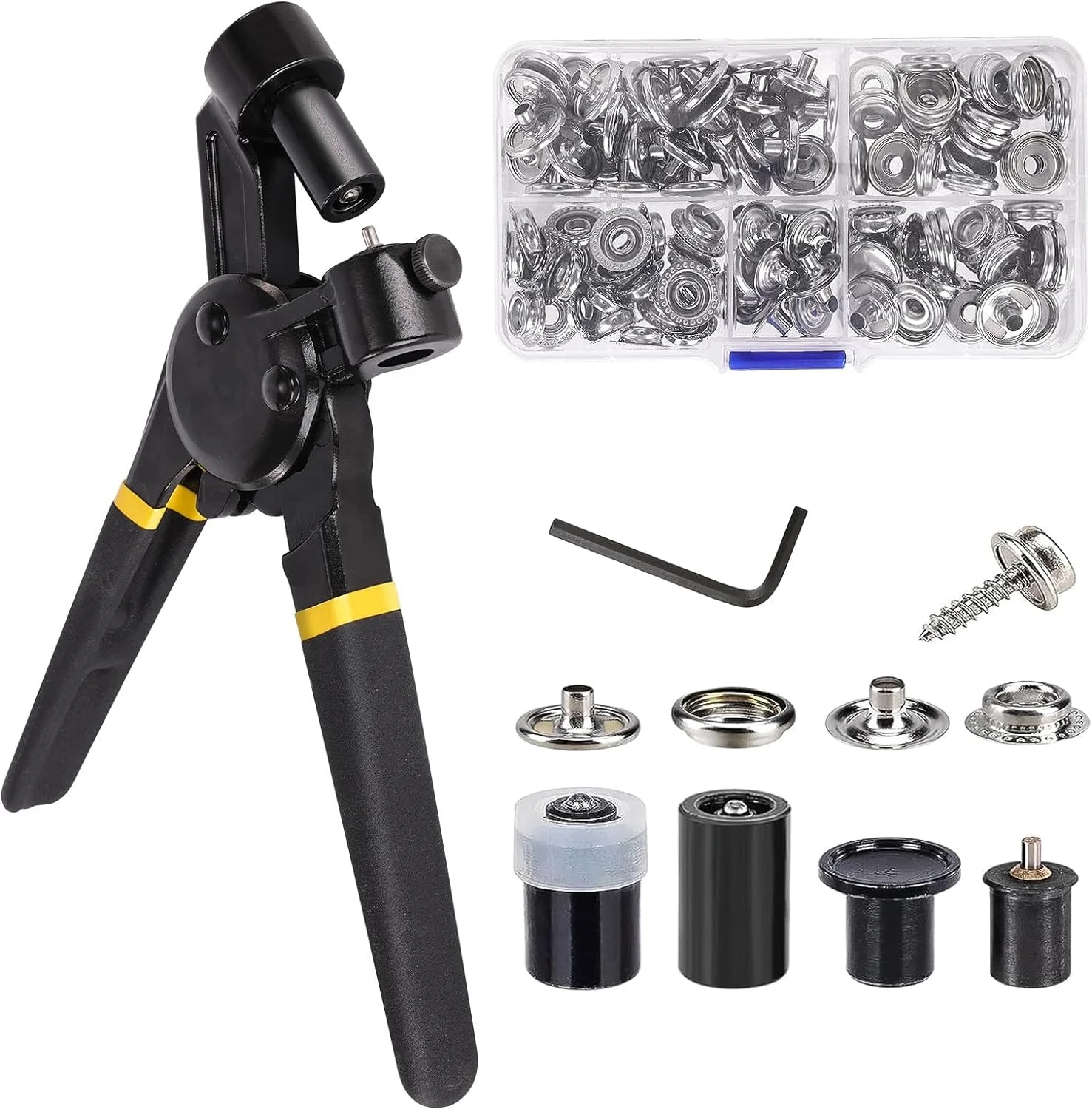 

Canvas Snap Kit Heavy Duty Snap Fastener Tool Adjustable Snap Setter Tool 40 Sets 15mm Snaps for Boat Cover,Canvas, Sewing